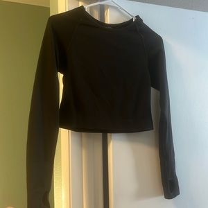 VS Pink Cropped seamless long sleeve workout top